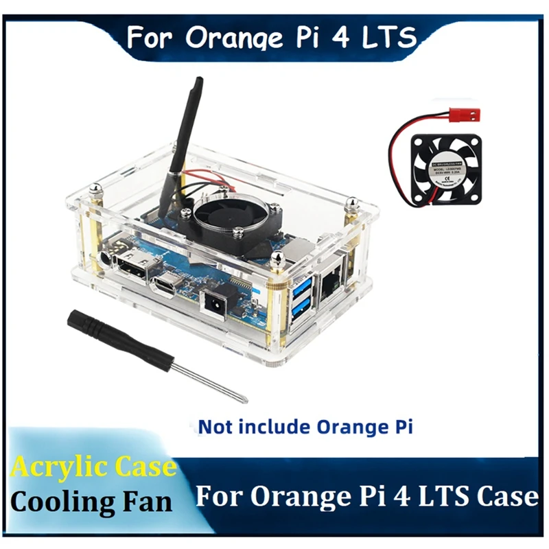 

For Orange Pi 4 LTS Acrylic Case Transparent Clear Box With Fan Screwdriver For Orange Pi 4 LTS OPI 4LTS