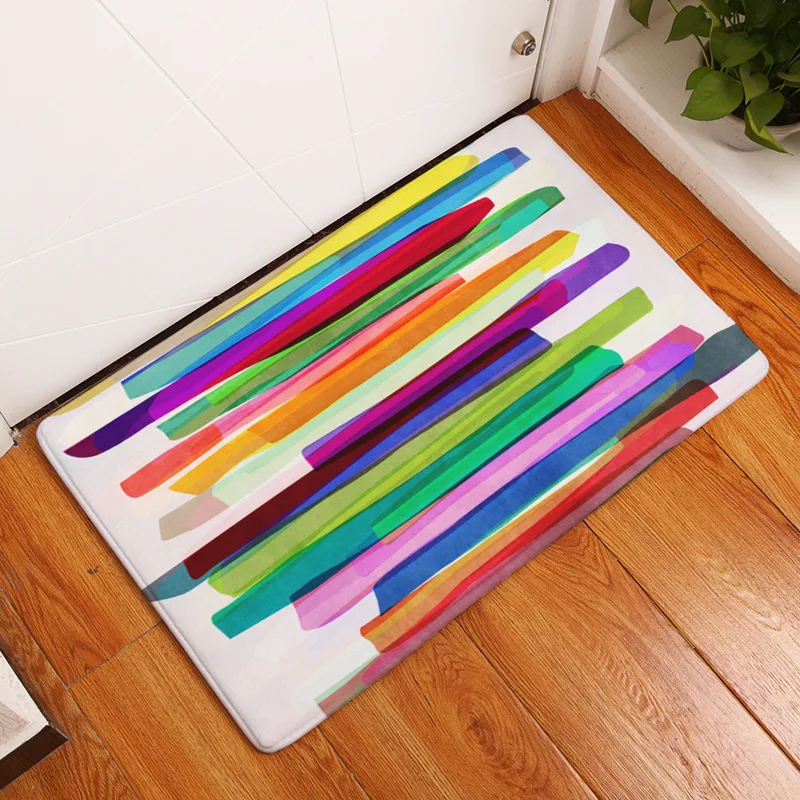 

Геометрический Коврик для входной двери, нескользящий ковер с акварельным рисунком, уличный кухонный Придверный коврик для гостиной, спаль...