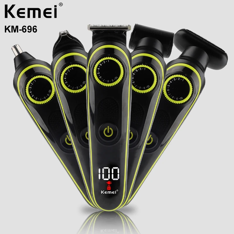 

Kemei Electric Hair Clipper Men's Professional Face Treatment 5 in 1 Trimmer Shaver Razor Nose Eyebrows Beard KM-696 With Base