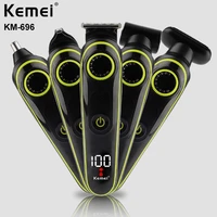 kemei electric hair clipper mens professional face treatment 5 in 1 trimmer shaver razor nose eyebrows beard km 696 with base