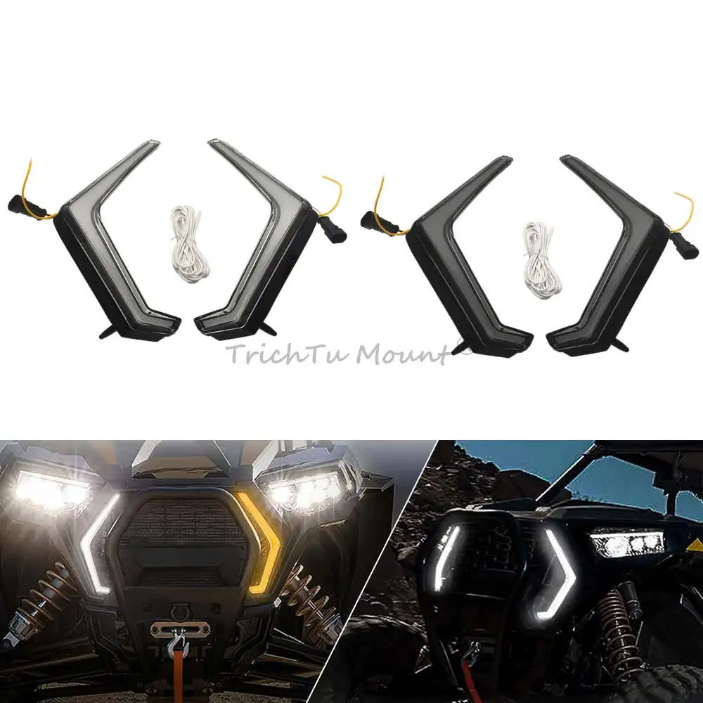 Фото 1 пара передних светодиодных поворотников-фонарей UTV для Polaris RZR XP 4 1000 Turbo Trail S 900 Ultimate Sport (дневные ходовые огни) №1