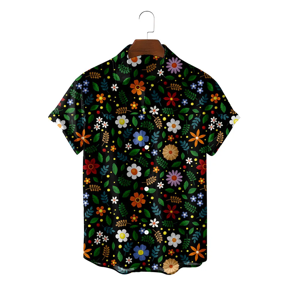 

Casual Men Hawaiian Shirt Fashion Summer Beach Clothes Blusas Colorful Flower Painting Camisa Blouses Button Up Chemise Streetwe