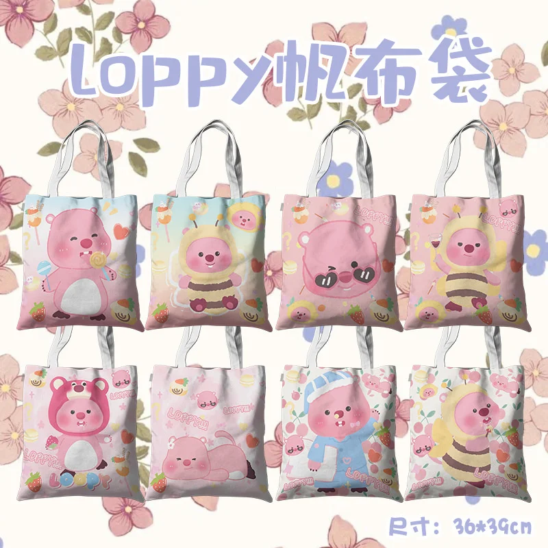

Loopy Shopping Bag Resuable Shoulder Bag Cute Beaver Tote Bag Lady Casual Portable Handbag Big Capacity Storage Canvas Cloth Bag