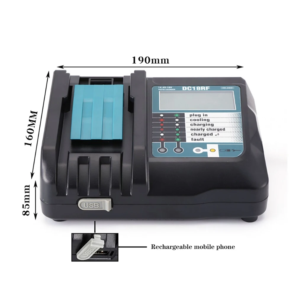 

Suitable for Makita14.4-18V DC18RF/3.5A with LCD Display Tool Battery Charger