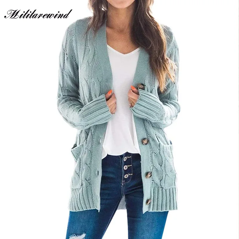 

2023 Autumn Winter Solid Button Sweaters Women Korean Streetwear Thick Warm Long Sleeve Single Breasted Femme Knitted Cardigan