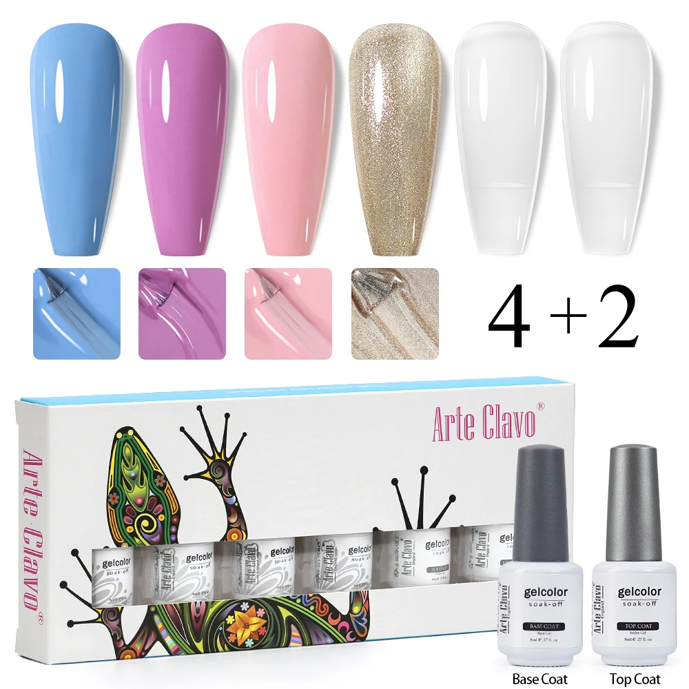 Гель-лак для ногтей Arte Clavo 6 цветов 8 мл