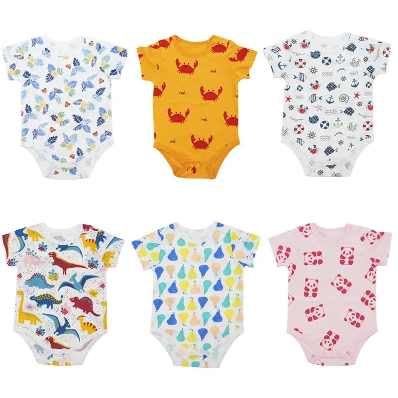 

Short-sleeved one-piece summer baby bag fart clothing class A triangle romper newborn baby romper baby one-piece clothing