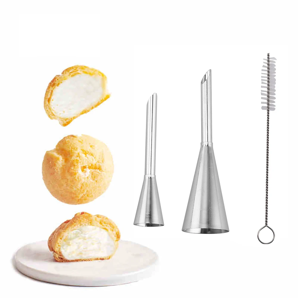 

3Pcs Puff Nozzles Cupcake Injector Pastry Syringe Cream Socket Icing Piping Tip Cake Confectionery Equipment Kit Decorating Tool