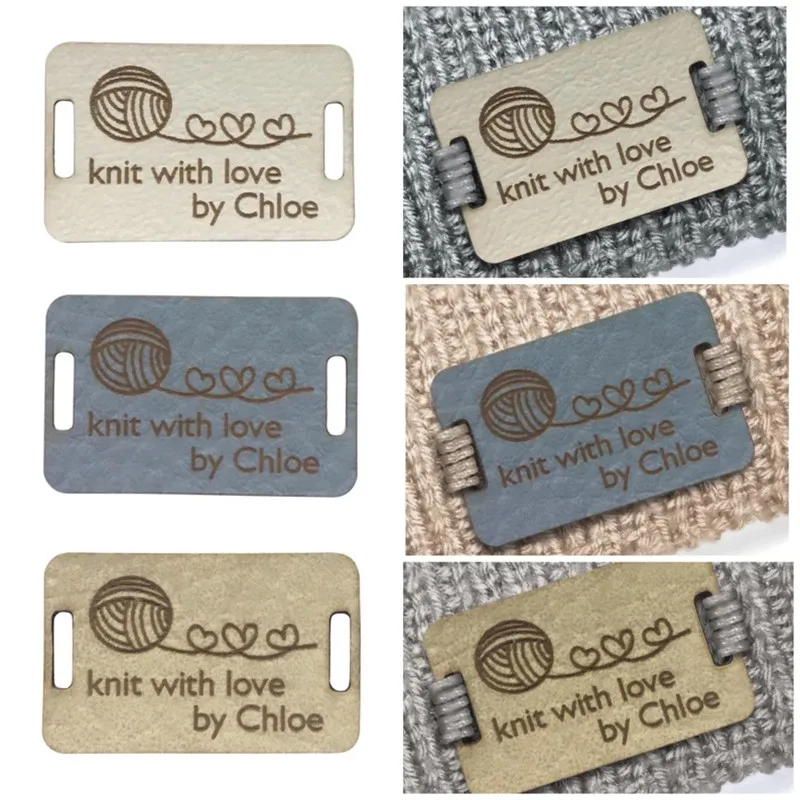 

30pcs Leather labels for handmade items Sewing Accessories label for clothes hats Custom name logo tags for Knitting crochet