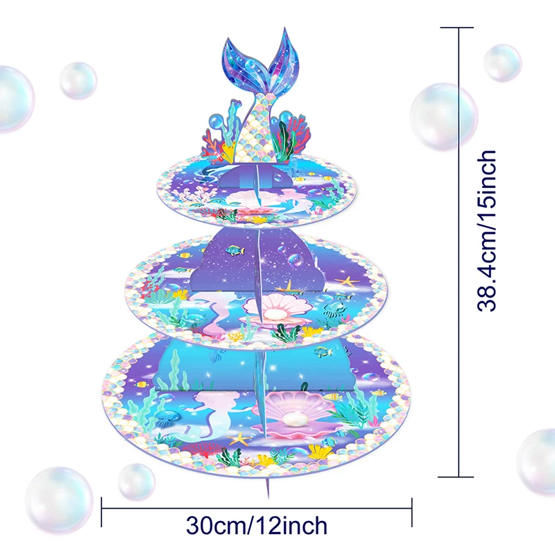 Трехуровневая бумажная подставка для торта в стиле русалки одноразовечерние на