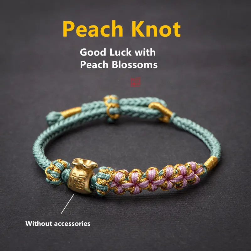 

Peach Knot Bracelets DIY Couple Hand Knitted Bracelet Semi-finished Hand Rope Women Men Handmade Wristband Chain Jewelry Gifts
