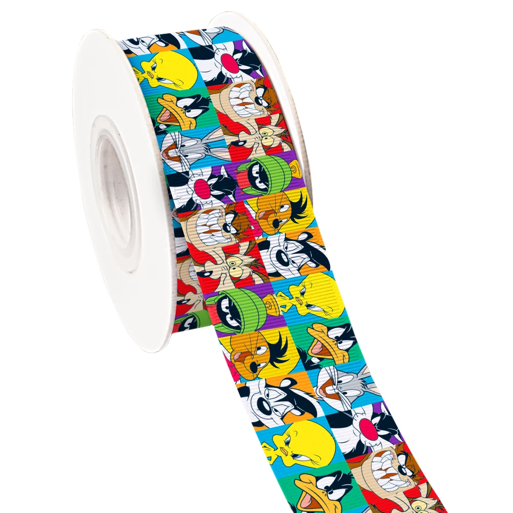 

Hot Sale 10yards Satin Ribbon Cartoon Bunny Role Grosgrain Ribbon for Cheer Bows DIY Girl Headwear Hair Bows