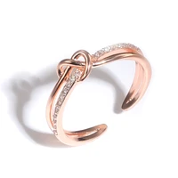 coconal classic women cross heart knot ring zircon copper double opening adjustable rings for female party gift accessories