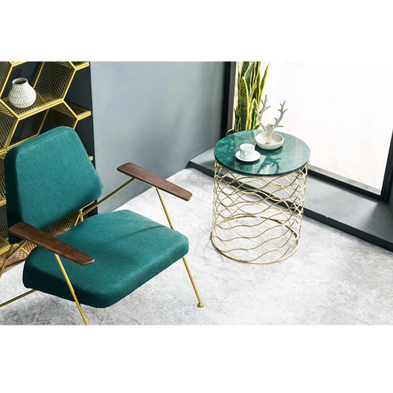 

Nordic Modern Furniture Living Room Metal Wire Frame Marble Side Coffee Table