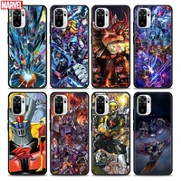 phone case for redmi note 10 11 11s 11e 7 8 8t 9 9s 9t pro plus 4g 5g soft silicone case cover marvel mazinger transformers