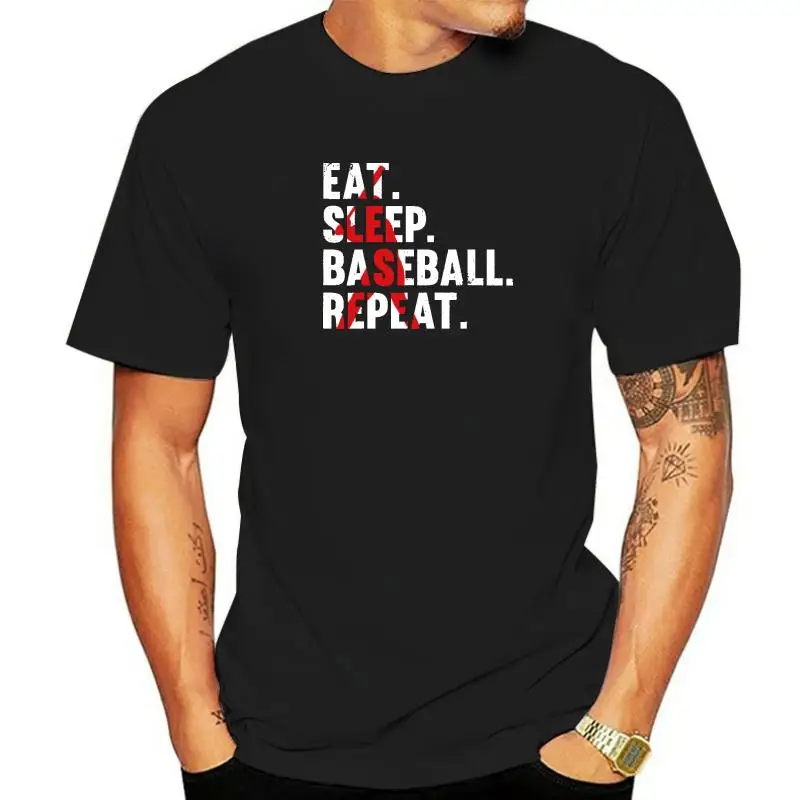 

Eat Sleep Baseball Repeat Funny Mens Tee For Sport Lovers T-Shirt High Street Top T-Shirts For Men Cotton Tops Shirts Cheap