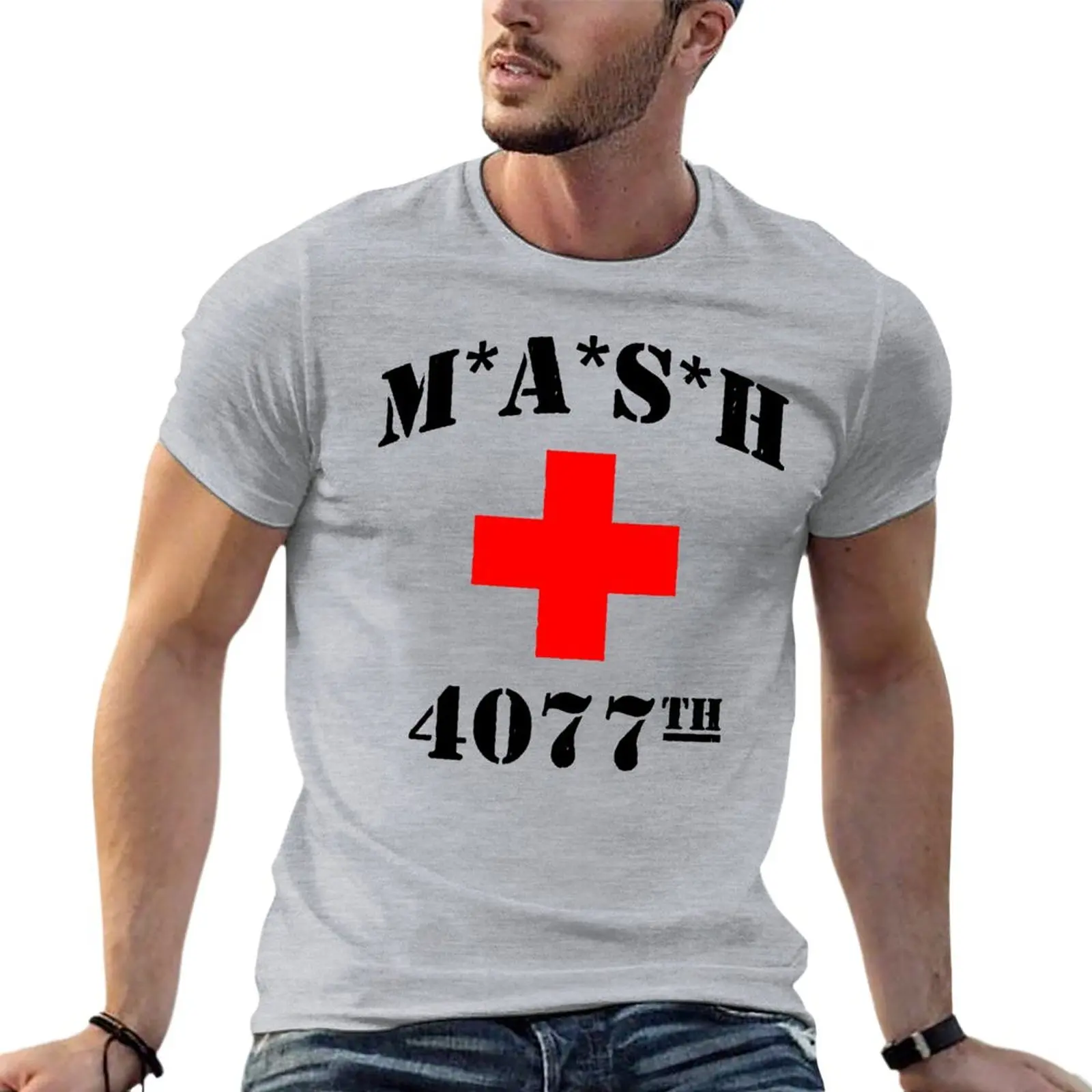 

Mash 4077Th M*A*S*H Military Oversize T Shirt For Men Clothes 100% Cotton Streetwear Big Size Tops Tee