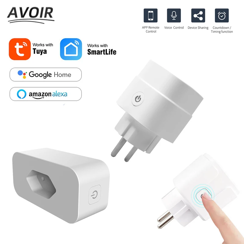 

Avoir Tuya Smart Wifi Socket Brazil EU UK French US Plugs Smart Life APP Wireless Connected Sockets Works With Alexa Google Home