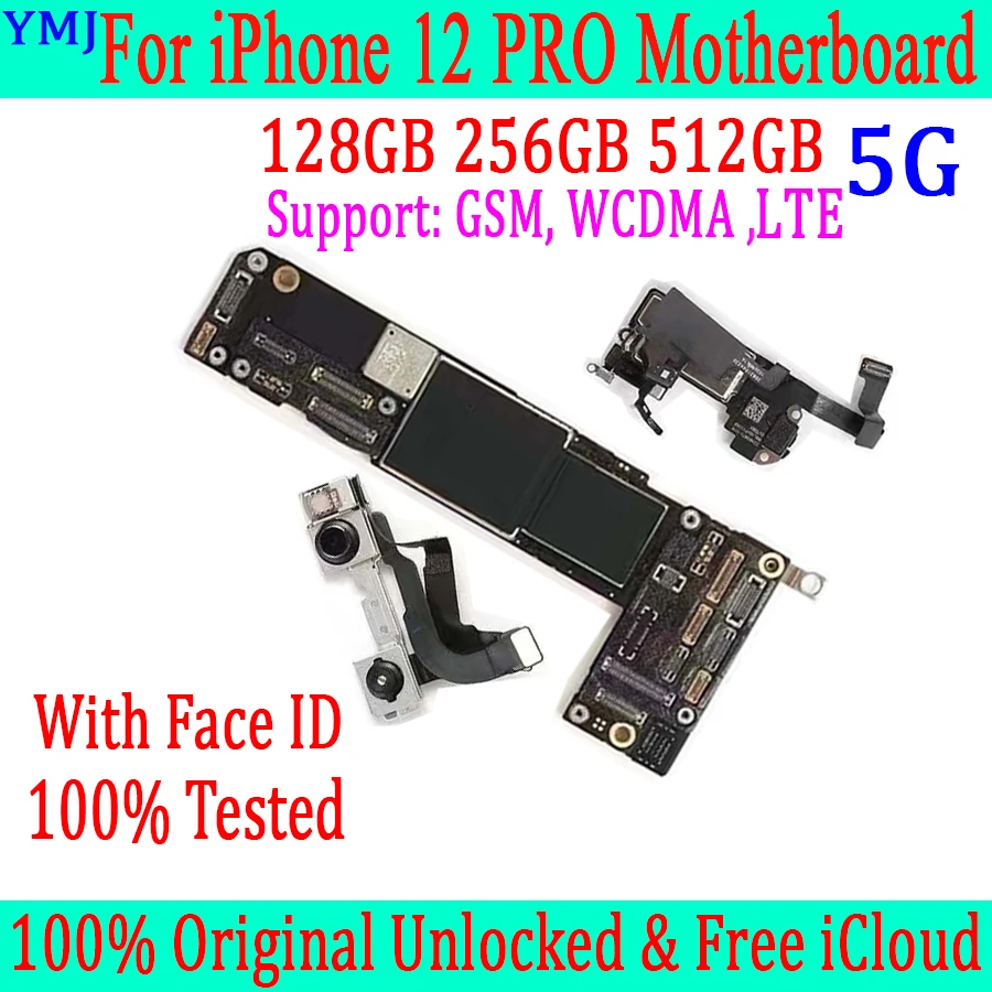 

Original Plata For iPhone 12 Pro Motherboard Face ID motherboard Support IOS Updat 4G LTE 5G Mainboard iCloud Unlock Logic board