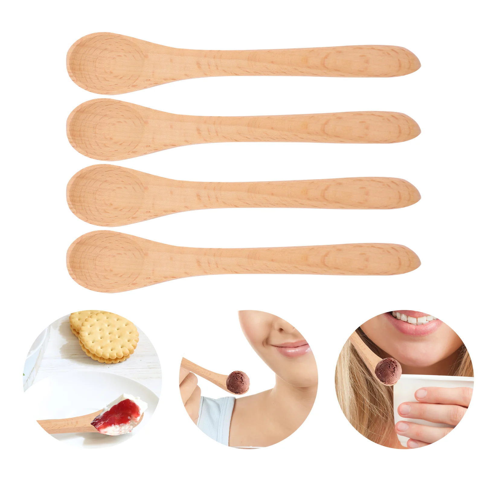 

12 Pcs Spoons Wooden Spoons Coffee Stirring Spoons Dessert Serving Spoons For Home Dessert Restaurant