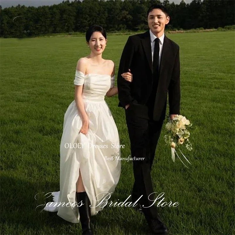 OLOEY Элегантные корейские свадебные платья из тафты с открытыми плечами рукава
