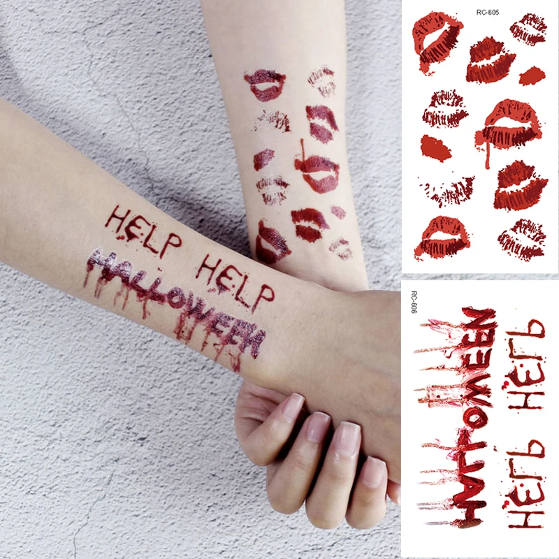 Тату-наклейки на Хэллоуин с кровавой раной |