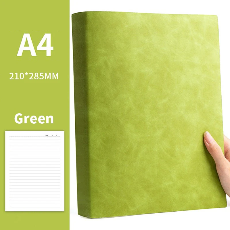 A4 soft leather notebook super thick simple student use work meeting notebook ins style large notepad 180 degrees can be flatten