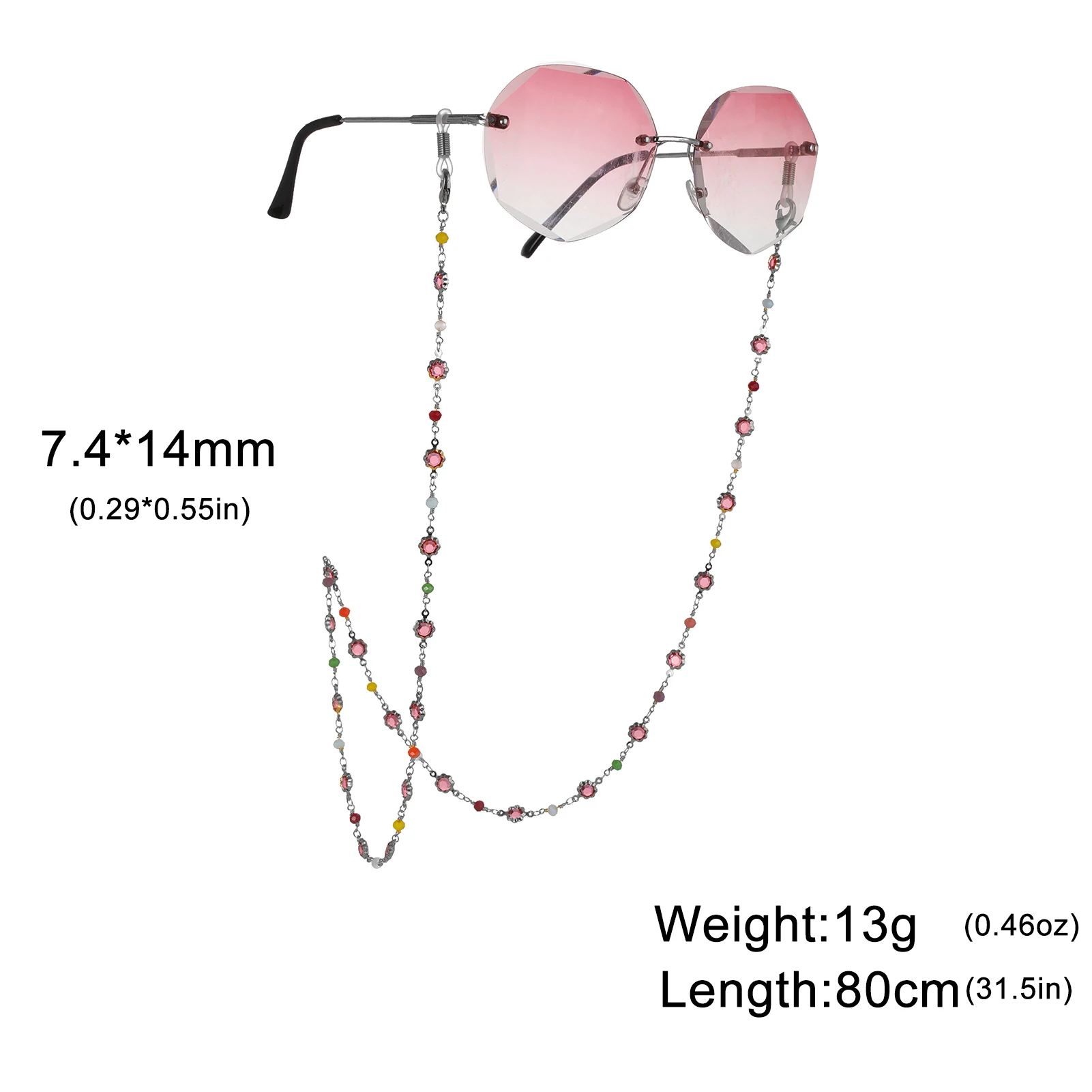 LIKGREAT женские цветные очки в форме цветка с кристаллами и бисером цепочка для