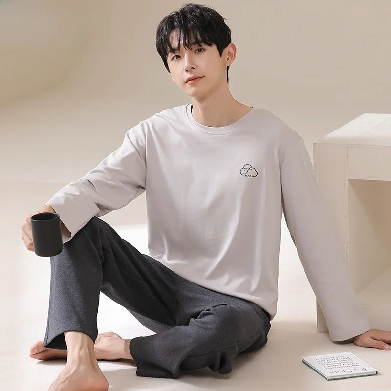 Пижамы с тремя пистолетами мужские весенне-осенние брюки из чистого хлопка