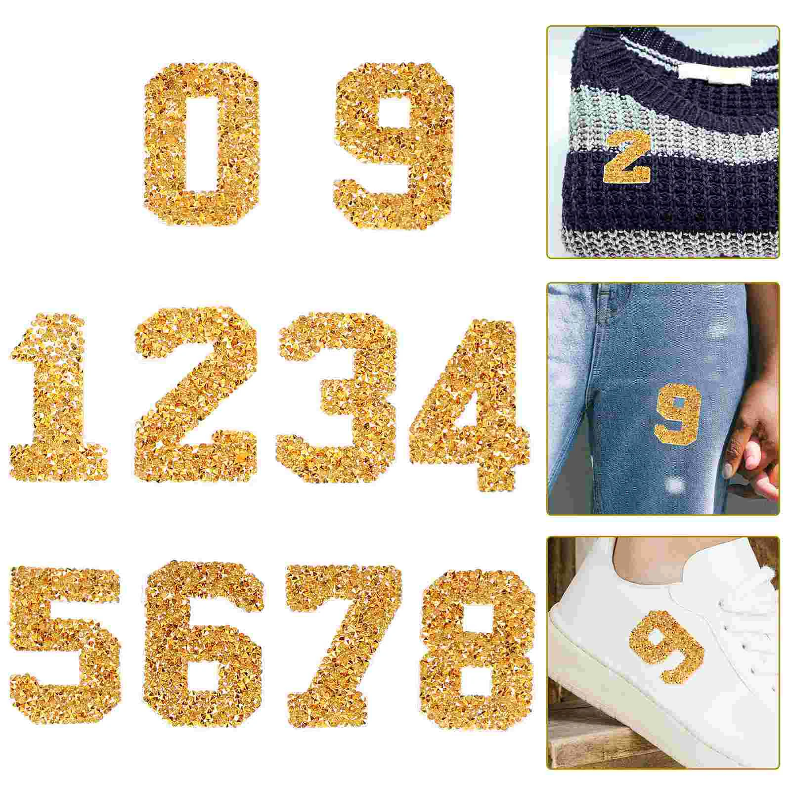 

Number Iron Patches Clothes Digital Stickers Delicate Coat DIY Hat Replaceable Rhinestone Compact