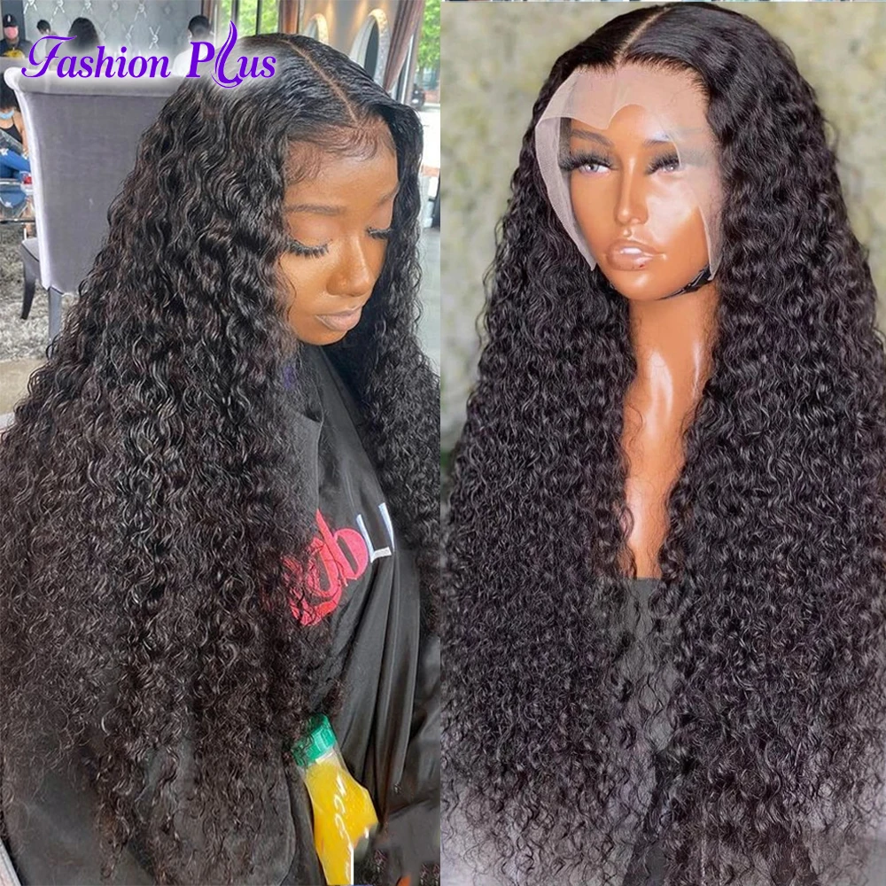 Deep Wave Lace Front Human Hair Wigs Pre Plucked Transparent Lace Frontal Human Hair Wigs For Women Curly Wave Human Hair