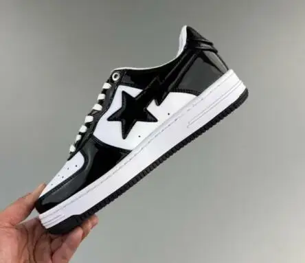 

BAPEGOOSE Top Men Bapesta SK8 Casual Shoes Woman Fashion Patent Leather Luxury Sneaker Black White Sta- Trainers Sneakers