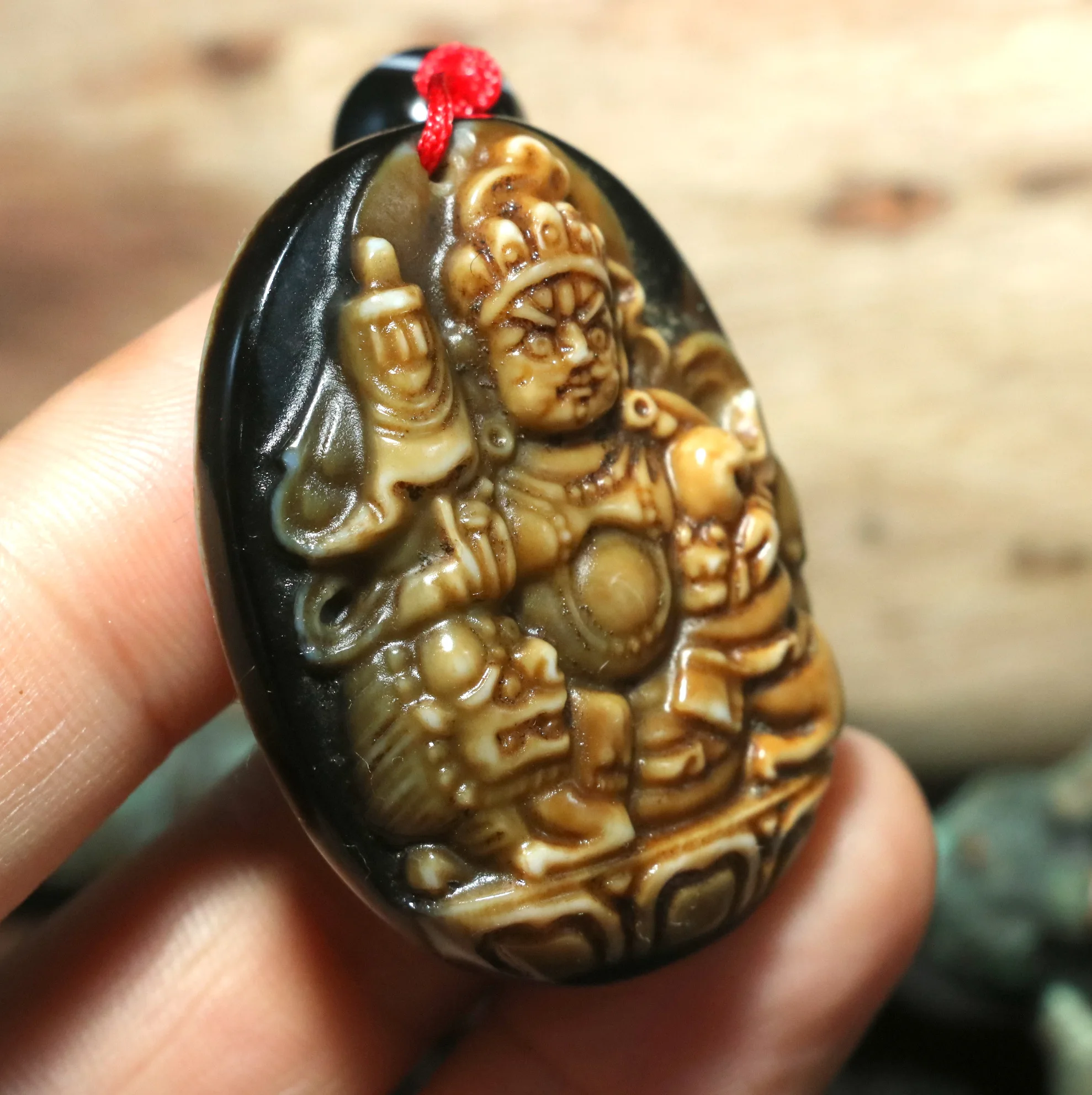 Уникальный узор волшебная энергия Тибетский Старый Агат скульптурный Бог