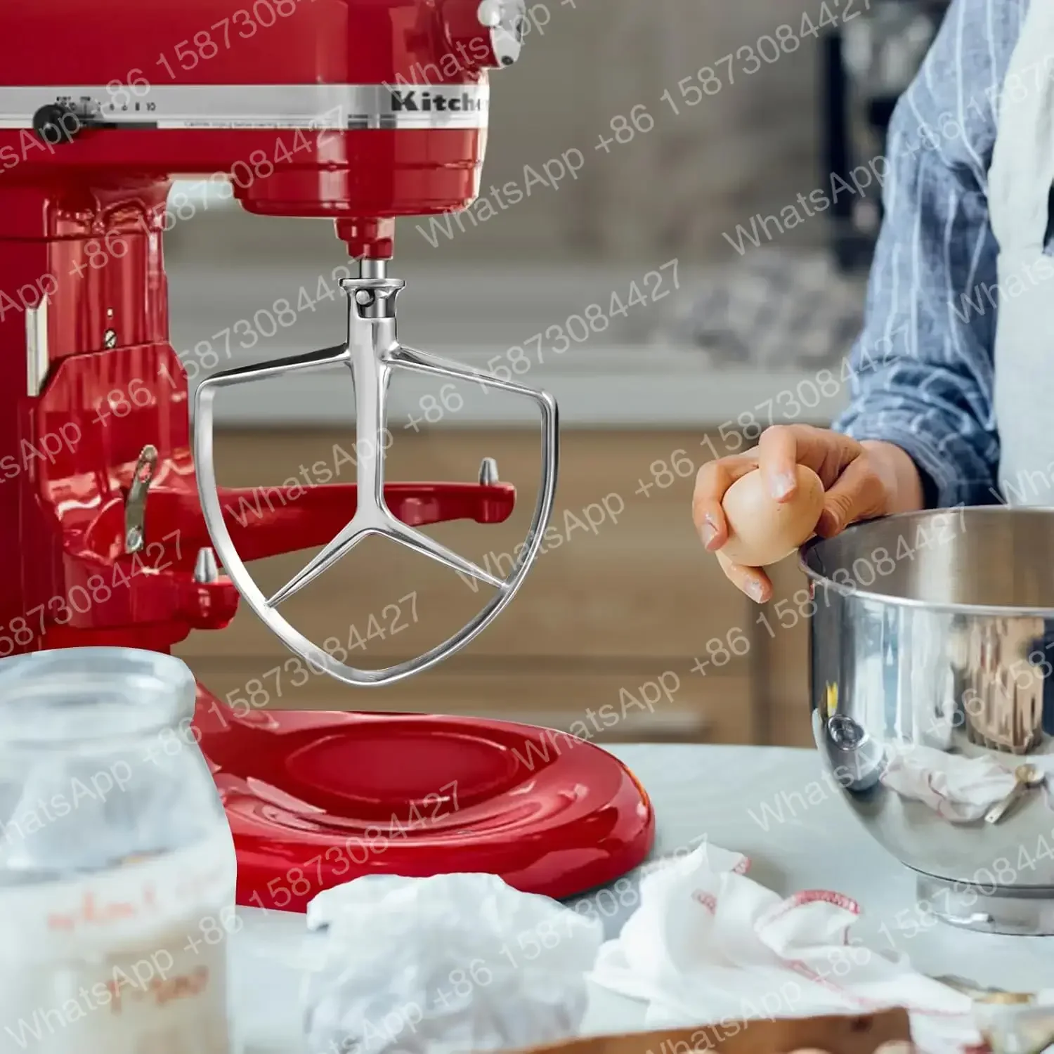 Фото Насадка-венчик из нержавеющей стали для миксера KitchenAid 7 кварт с подъемной чашей, запасная часть, замена крюка для теста, аналог KA7QCFB №2