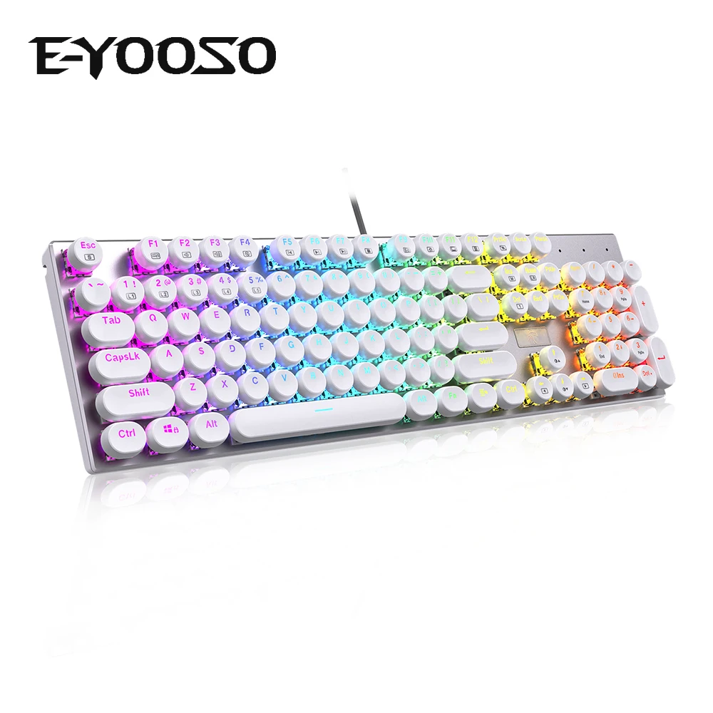 

Gaming Mechanical Keyboard Optical Blue Switch 104 keys Wired Keyboard Anti-ghosting RGB Backlit LED USB For Gamer PC Laptop