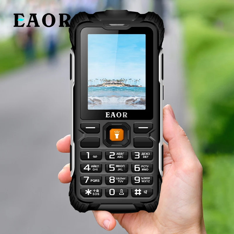 EAOR Power Bank Rugged Phone 3000mAh Long Standby IP68 Water/Dust-proof Keypad Phones Feature Phone Push-button Phone with Torch