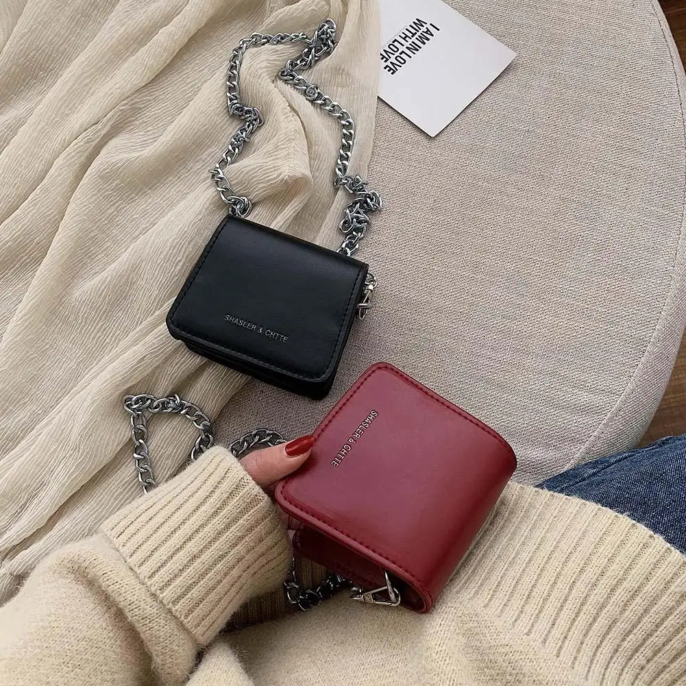 

Fashion Mini Women Messenger Bag PU Leather Shoulder Crossbody Small Letters Chain Money Handbag