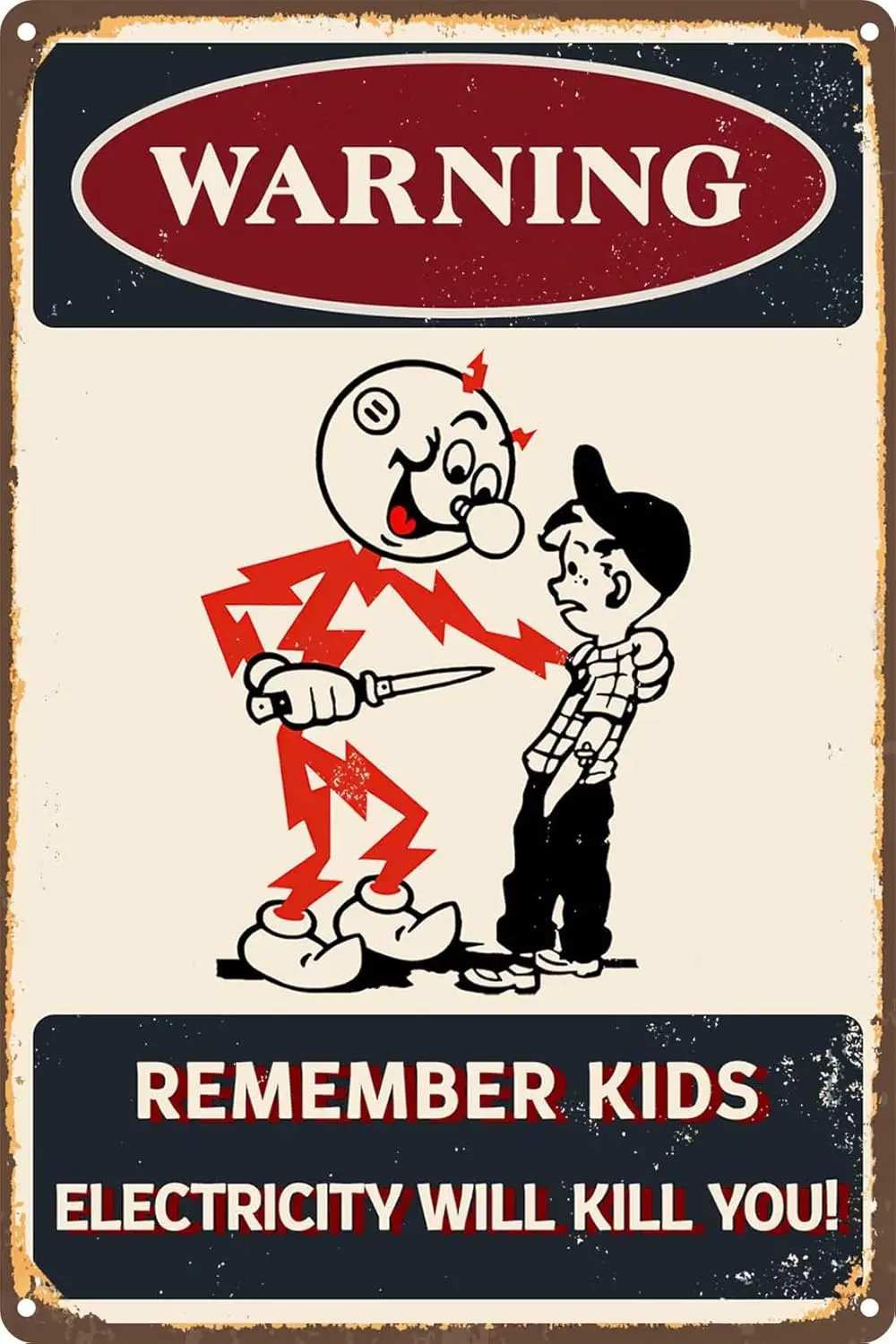 Предупреждение помните что дети электричество убит вас винтажные металлические