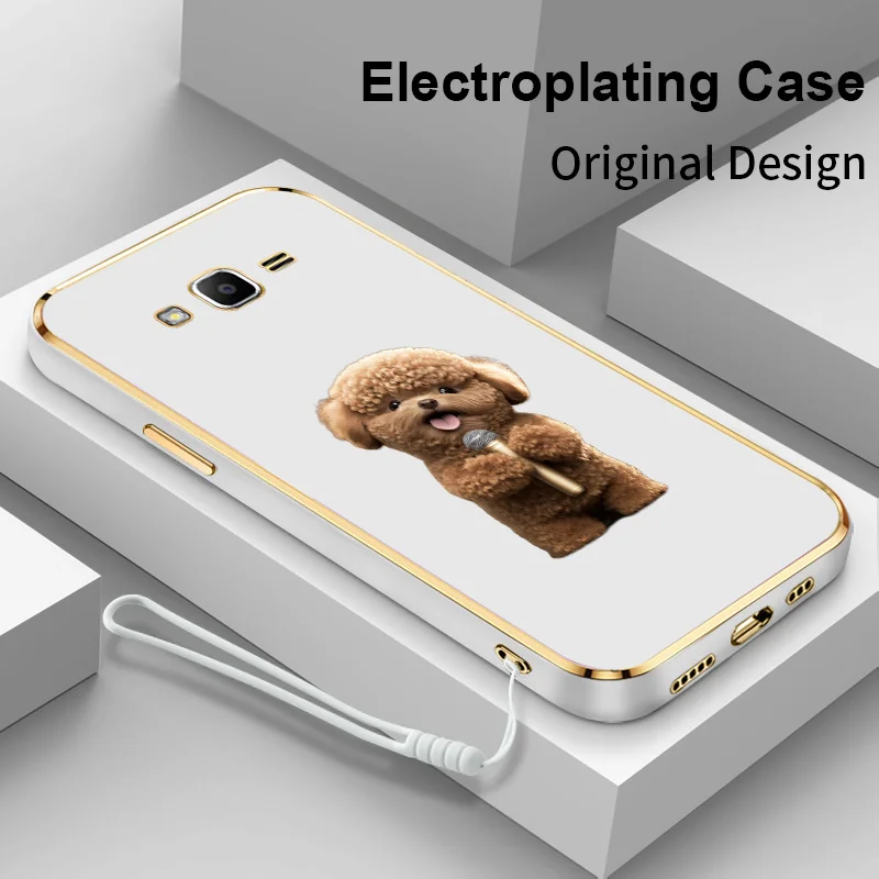 

Singing Puppy Square Electroplating Phone Case for Samsung J2 Prime J4 J6 Plus J7 Pro J7 Prime On7 Grand Prime Plus Back Cover