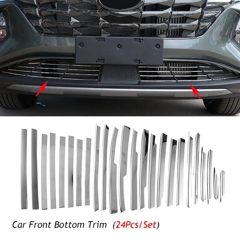 

Car Front Bumper Lower Center Grille Trim Strip Hood Grille Trim Strip Middle Grille for Hyundai Tucson 2021-2022