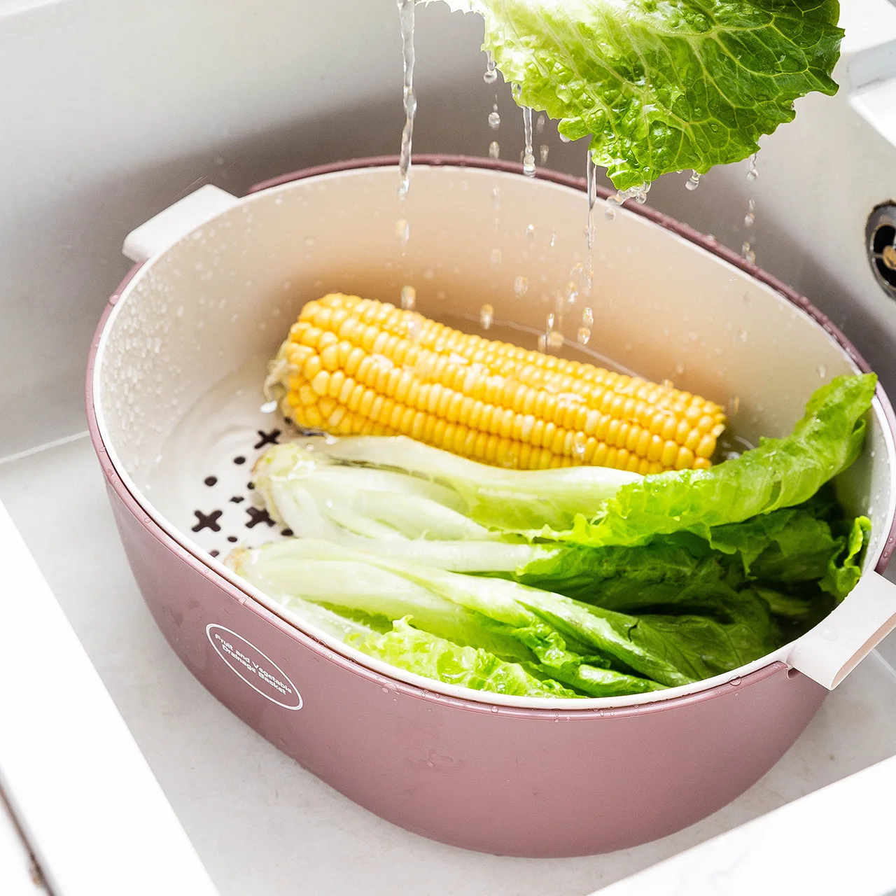 

Cleaning Tool PP Double Kitchen Drain Basket Bowl Rice Washing Colander Baskets Strainers Bowls Drainer Vegetable Fruit