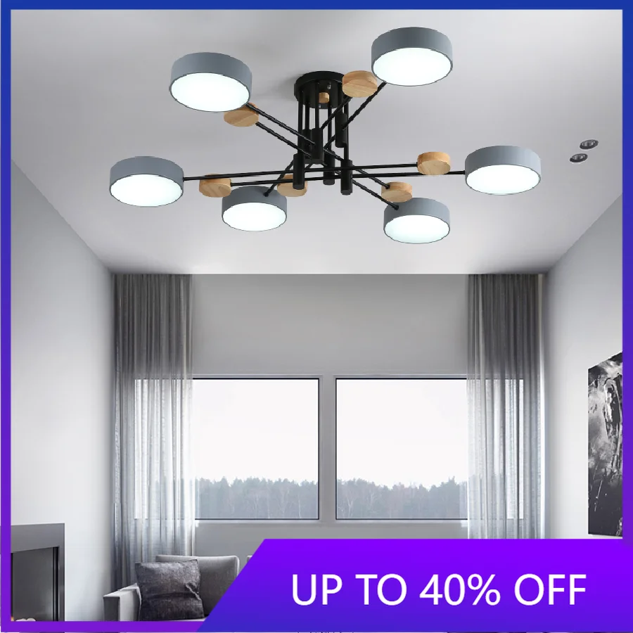 

Nordic Contemporary Led Chandeliers Wrought Iron Minimalist for Dining Table Kitchen Bedroom Foyer Wood Home Interior Lighting