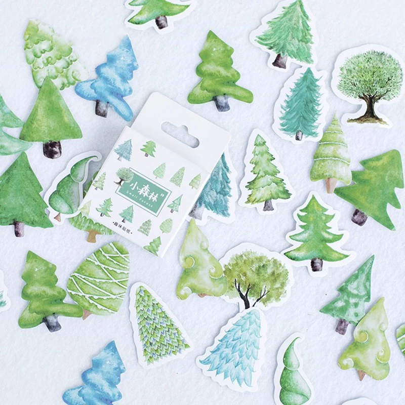 

46pcs/box Forest Trees Stickers Creative Diary Planner Notebook Scrapbooking Kid DIY Arts Crafts Album Journaling Planner