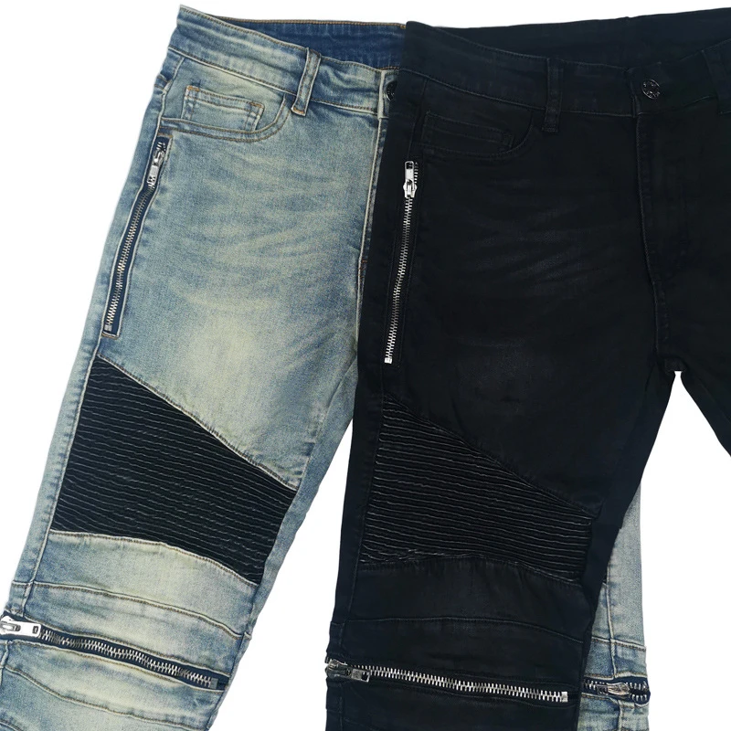 22ss Y2k Streetwear Fashion Jeans for Men Personality Pleated Stitching Zipper Decoration Jeans Men Pencil Pants Y2k Jeans