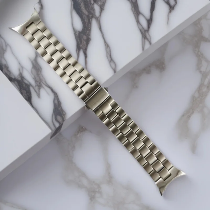 Фото Ремешки для часов, подходящие для Google Pixel Watch 1/2, титановый ремешок для Google Pixel Watch, металлический стальной ремешок с тремя звеньями. №3