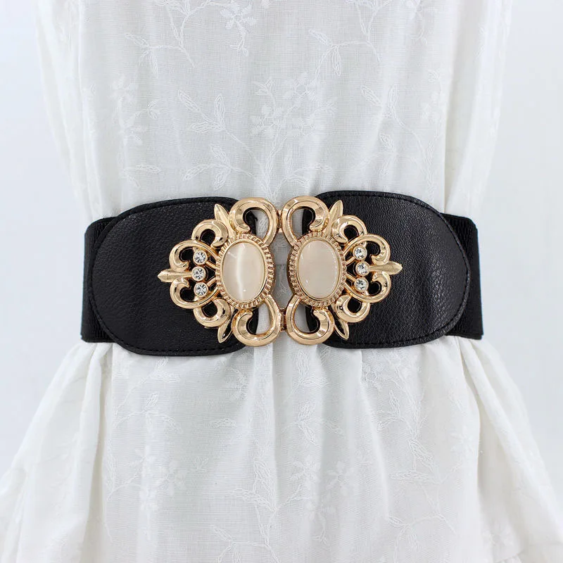 

Women's Wide Belt Women's Gold Designer Elastic with Dress Coat Ladies Skirt Belt Accessories Wide Belt x279