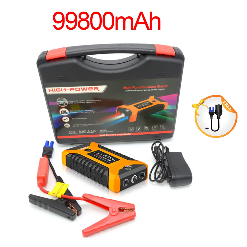 99800mAh 12V Portable Car Jump Starte jumpstarter Multifunction Auto Battery Booster Charger Emergency Power Station Bank Device