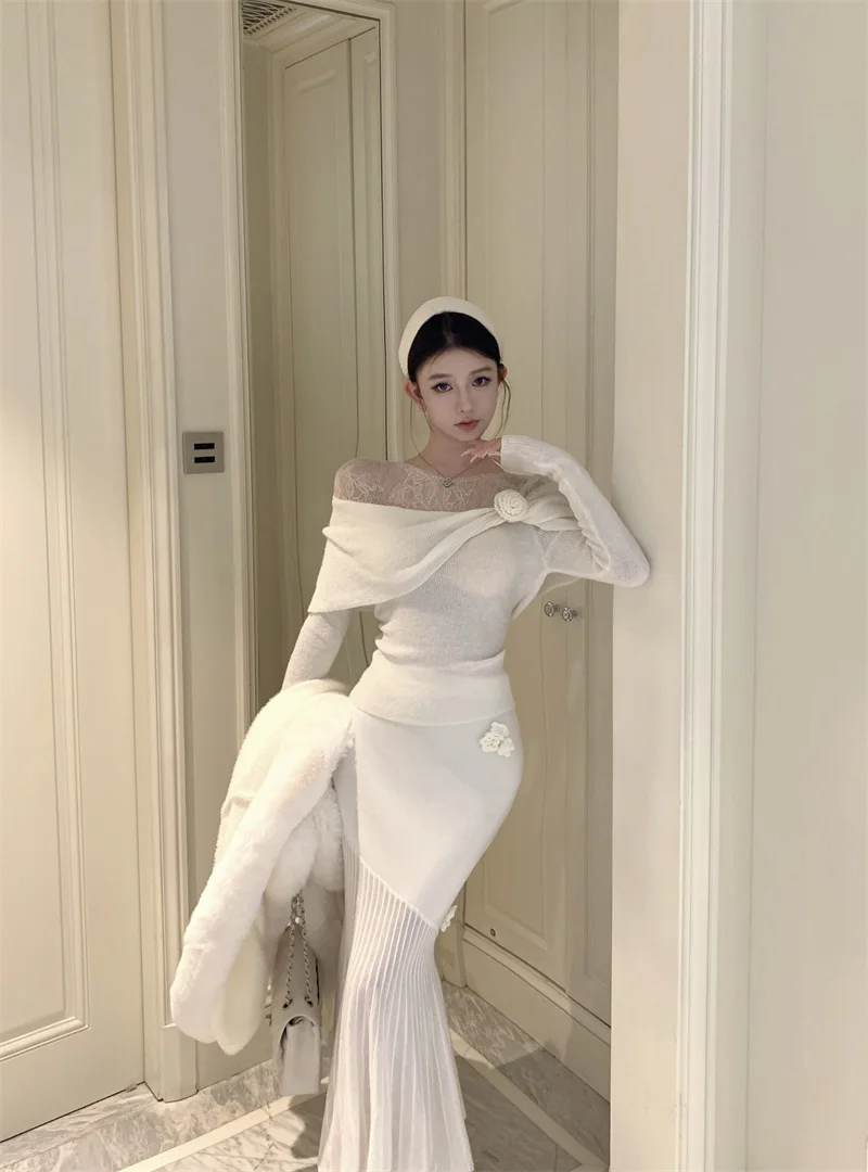 Модные элегантные женские комплекты из 2 предметов прозрачное кружево в стиле