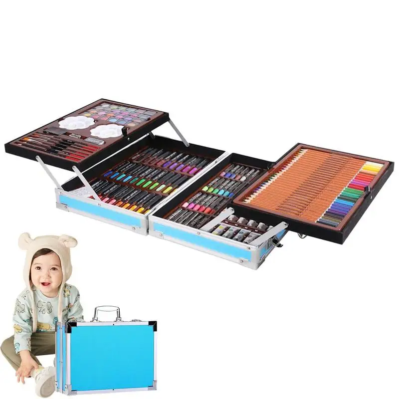 

Art Kit Colorful Artistic Painting Supplies Oil Stick 145 Pcs Paint Sticks Art Drawing Stationery Gift Aluminium Box For