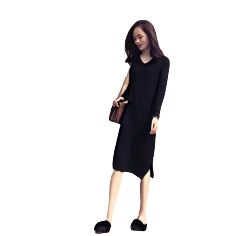 

Pullover Sweater Women Sweater New Versatile Long Sleeves Dress Female Cultivator Appears Thin Medium Length Underskirt